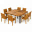 Ensemble de salle à manger d'extérieur en bois d'acacia 9 pièces avec table carrée de 162 cm et 8 chaises avec accoudoirs