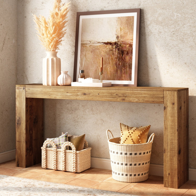 Console 63 po en bois massif récupéré, conception minimaliste à assemblage rapide