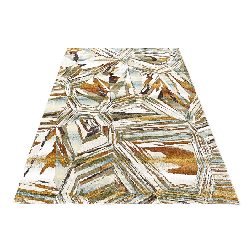 Tapis moderne abstrait en laine 8 pi 10 po x 11 pi 10 po
