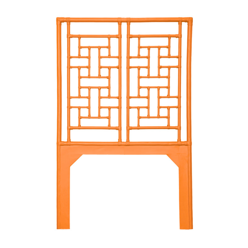 Ohana Rattan Open-Frame Headboard, Twin, Citrus Orange