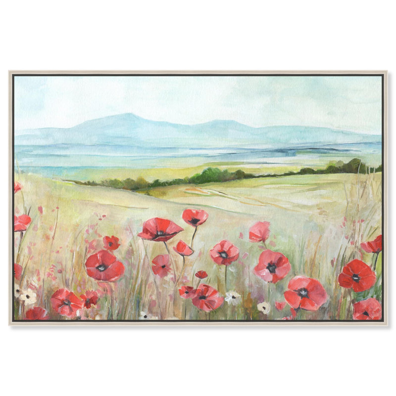 Toile «The Poppy Field» par Art Remedy, Doré, H 31 po x l 46 po, Cadre flottant