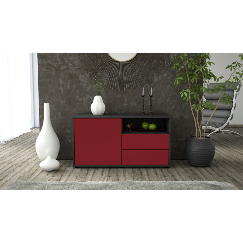 Tre 92 cm W Chest of 2 Drawers, Black/Red
