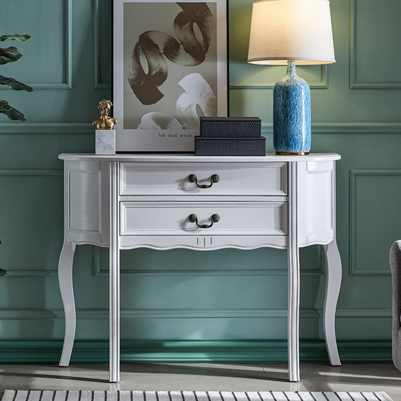 American-style simple console table, 34.6" H x 47.2" W x 14.2" D, White