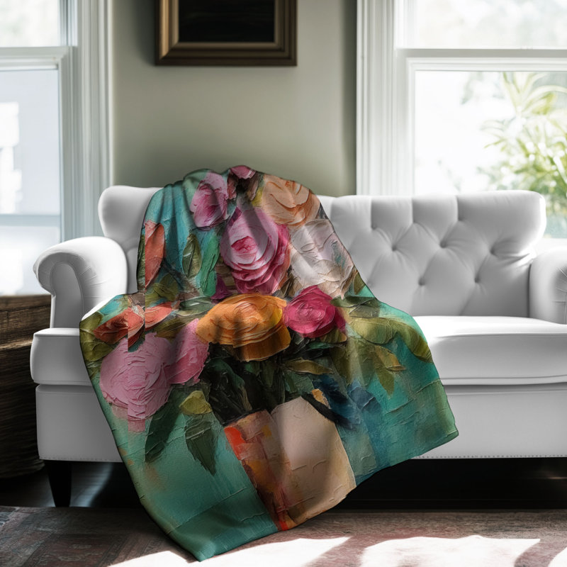 Vibrant Florals - Couverture de qualité supérieure 1 pièce, Grand lit