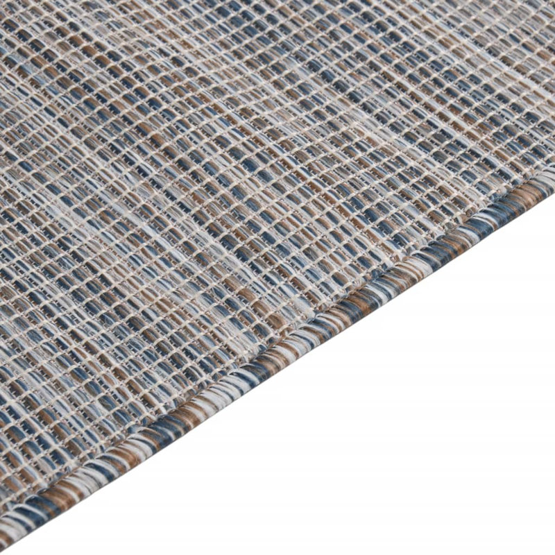 Weddington Outdoor Flatweave Rug Brown and Blue, Rectangle 80 x 250cm