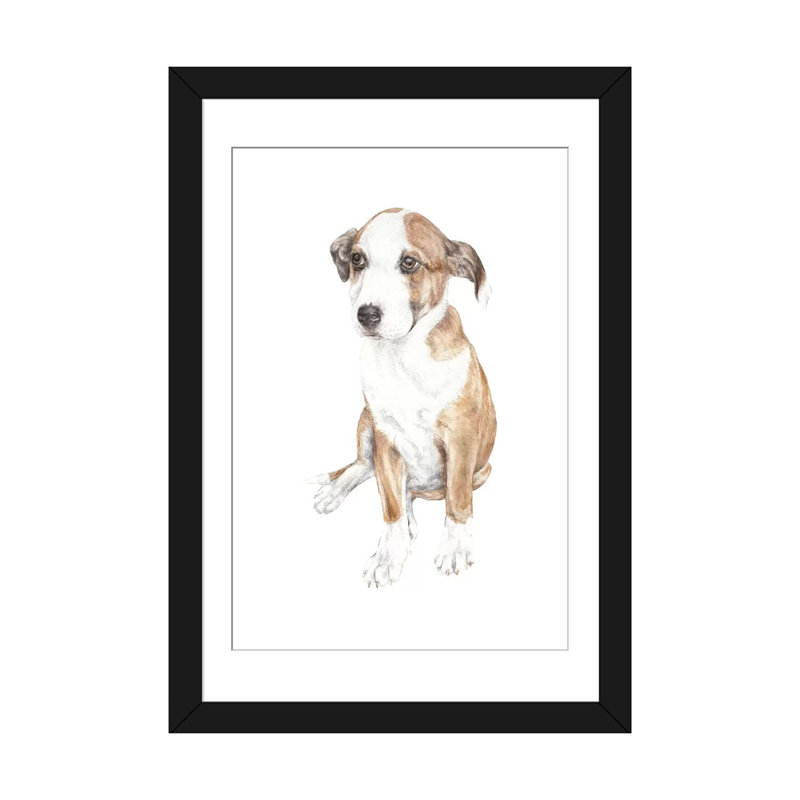 « doux chiot dog », impression sur toile, Papier d'art encadré noir, Blanc, H 24 po x l 16 po x P 1 po