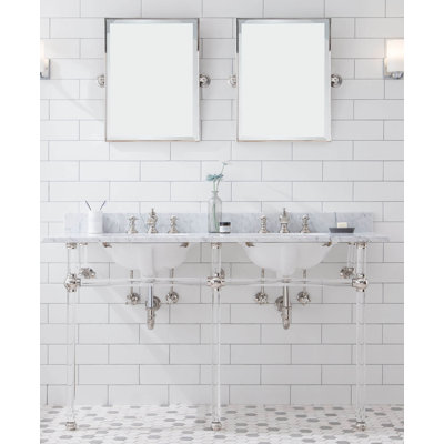 Ellie 33" Tall Stone Oval Console Bathroom Vanity with Faucet and Overflow