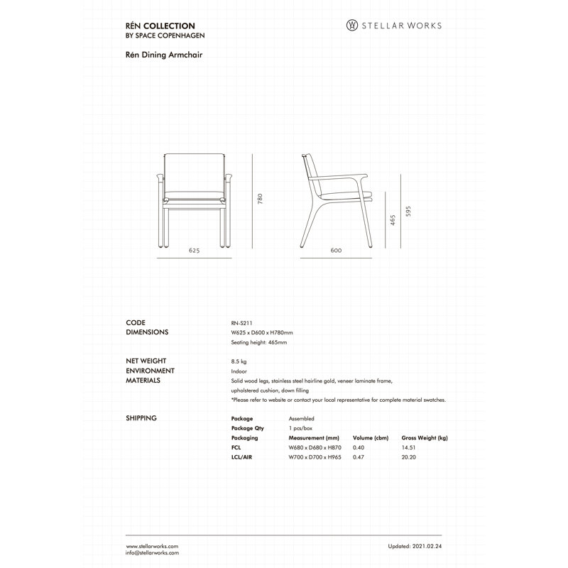 Ren Armchair, Bellagio 2 Charcoal 4502 Leather/Natural Walnut