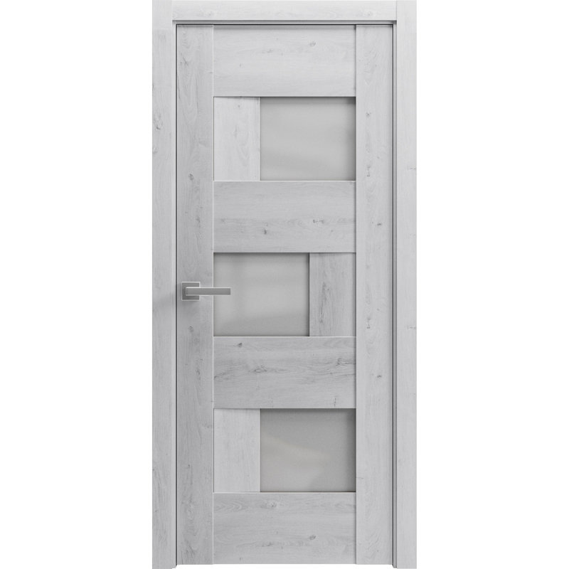 Porte-fenêtre en verre givré massif | Sete 6933 | Poignée simple à panneau régulier | Portes de salle de bain robustes