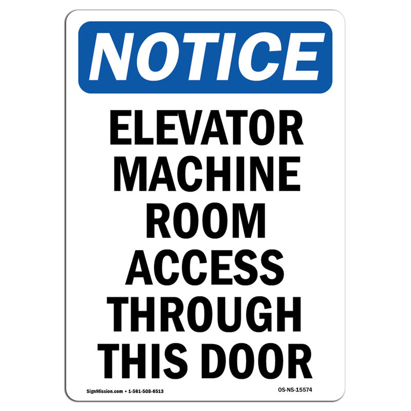 Elevator Machine Room Access Sign