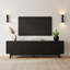 Console multimédia Grace-Arch avec portes réglables et pieds en bois massif, pour téléviseur de 78 po ou moins - noir-434961286