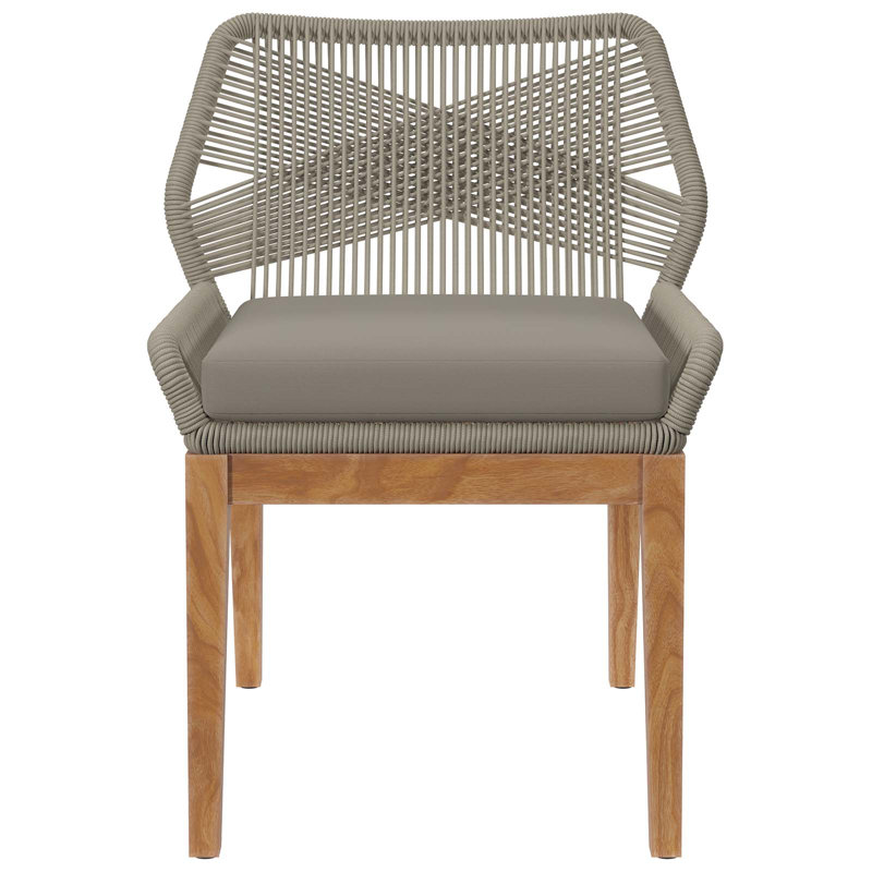 Wellspring Gray Teak Wood Dining Chair with Cushions