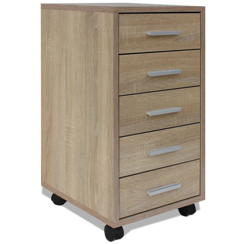 Armoire à tiroirs vidaXL Bois d'ingénierie, aluminium moyen, Chêne
