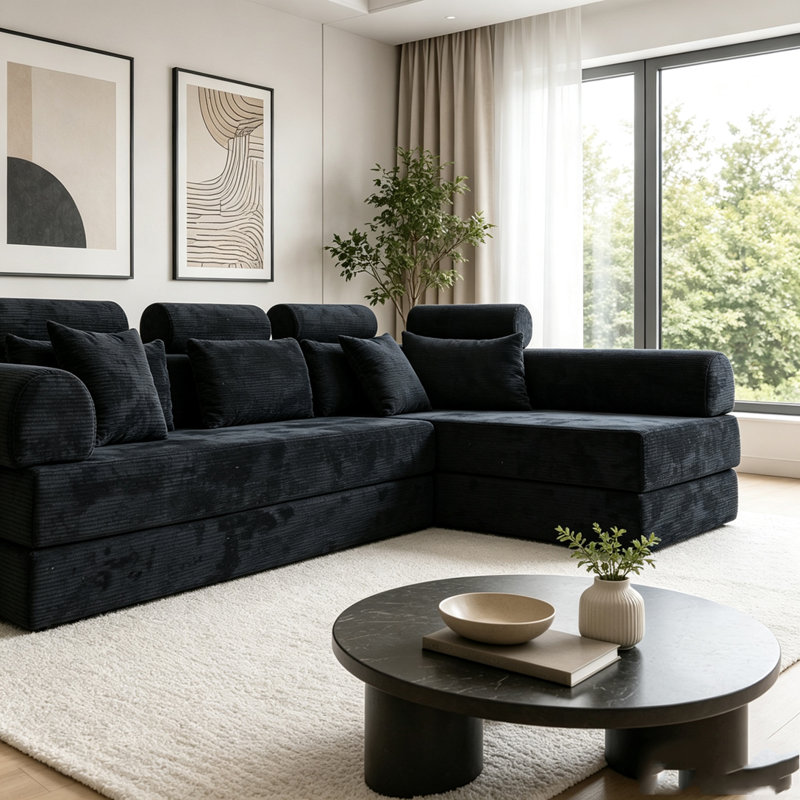 Canapé modulaire en L, Black
