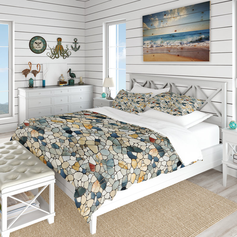 Ensemble de housse de couette Pebble Mosaic Tropical Pattern II - Tropical, Housse de couette pour très grand lit et 2 très