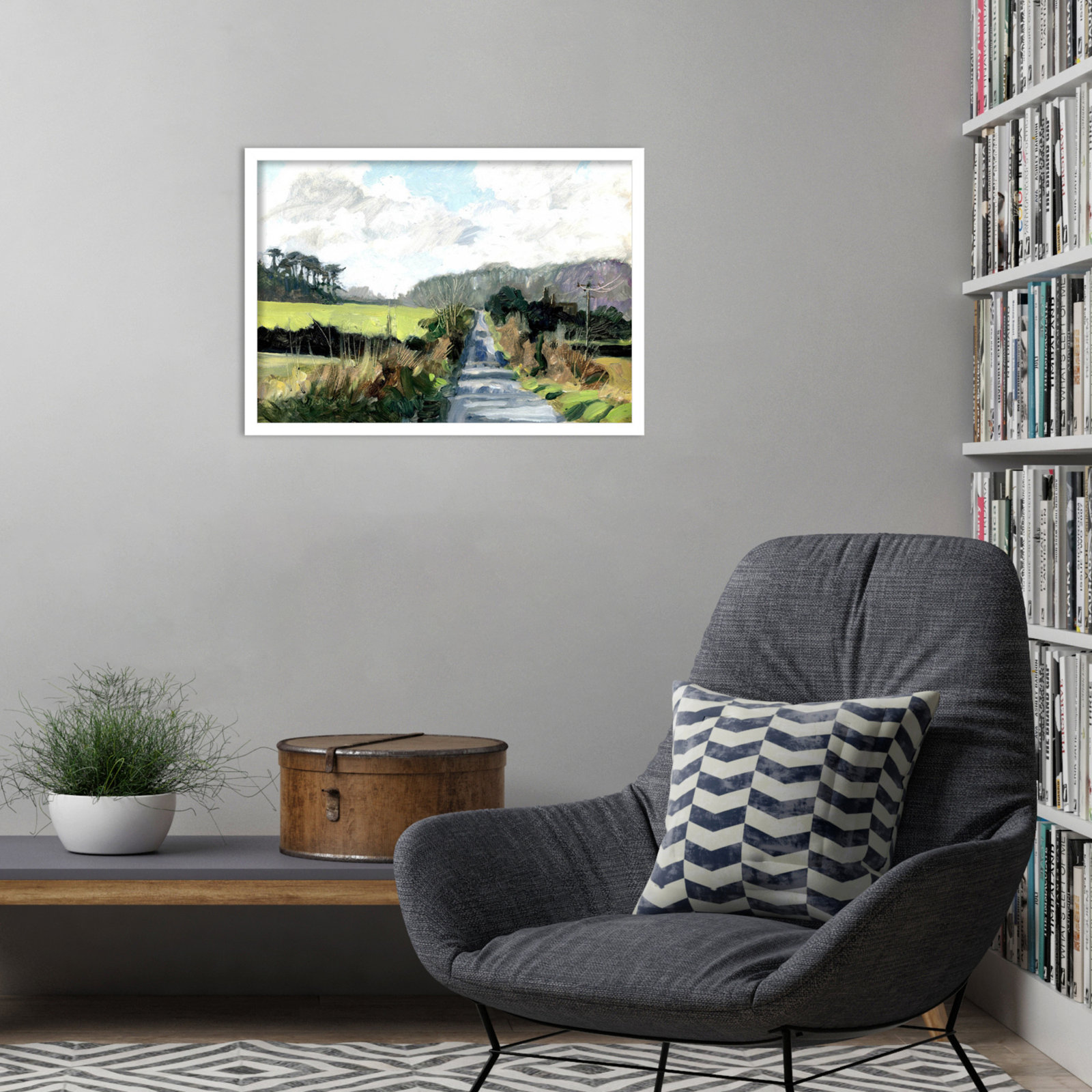 Ceylon "Ripple Lane" Print by Clive Metcalfe, White, 18" H x 25" W x 1" D