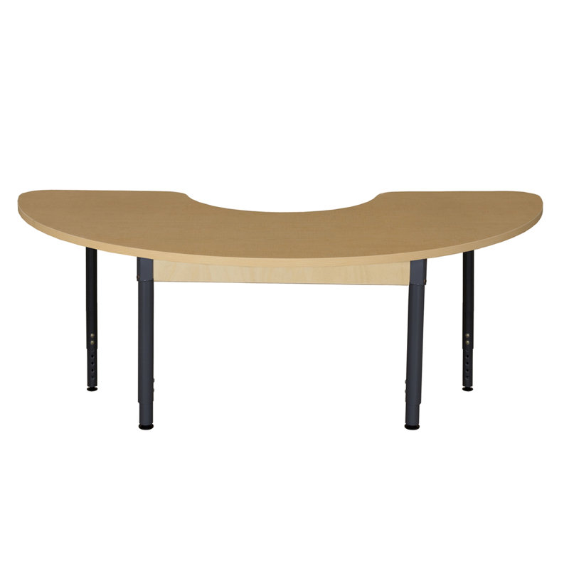 Laminate Adjustable Half-circle Activity Table, 27" H x 64" W x 22" D