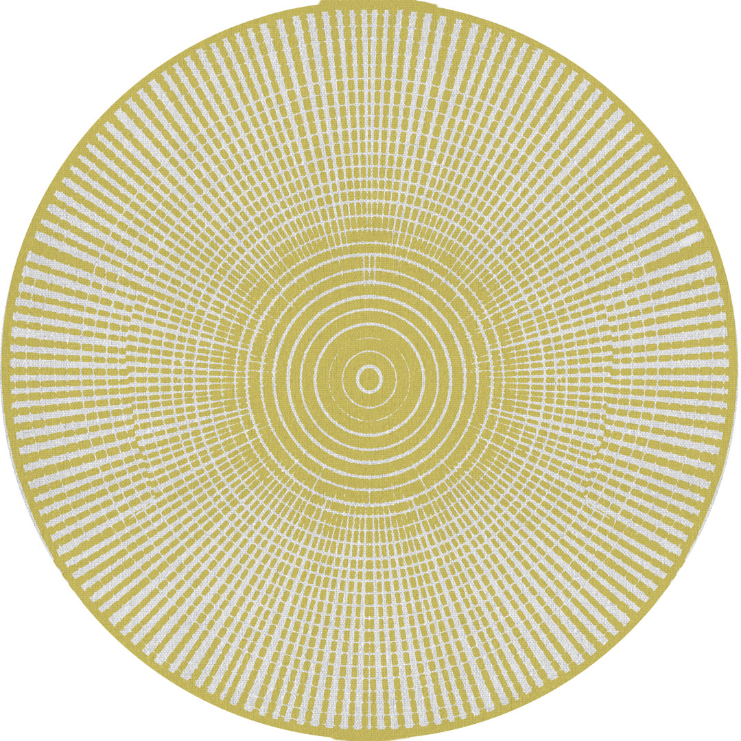 Vinyl Floor Mat for Home, Indoor and Outdoor use, Hanoi yellow [Diam] 150 cm