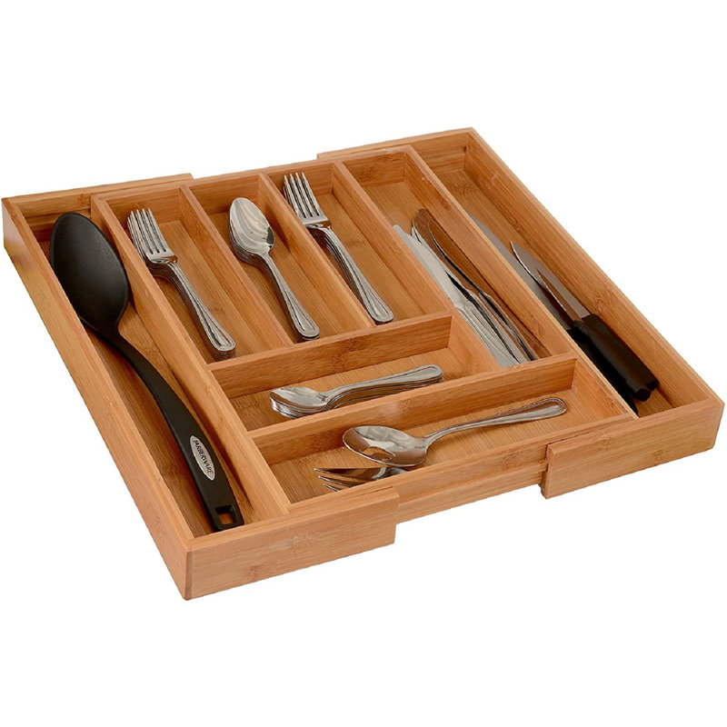 Wooden Expandable Flatware Organizer