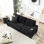 83,86 "canapé compressé avec porte-gobelets - 3 tissus en velours côtelé pour bureau, chambre à coucher, salon, bureau moderne noir