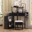 Bureau de coin avec tabouret de rangement et station de charge