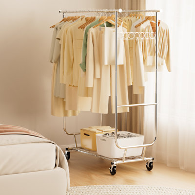 Adjustable Rolling Clothing Rack