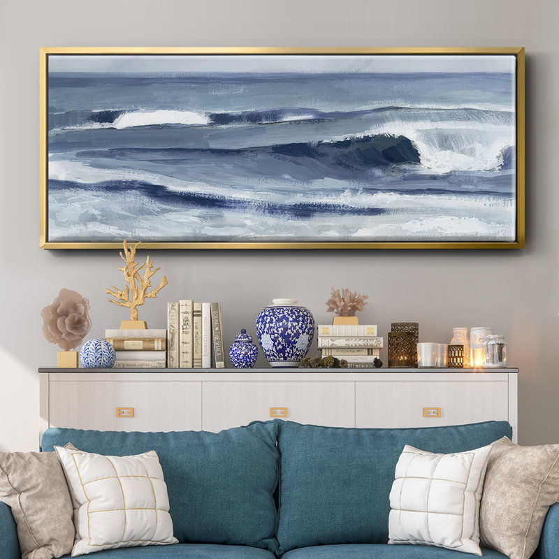Surf Spray I- Framed Canvas, 20" H x 50" W