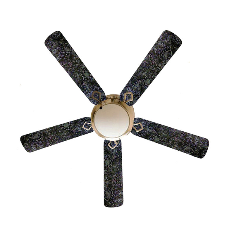 Ventilateur de plafond encastré à 5 pales de 52 po avec chaîne de traction et ensemble d'éclairage inclus, Noir