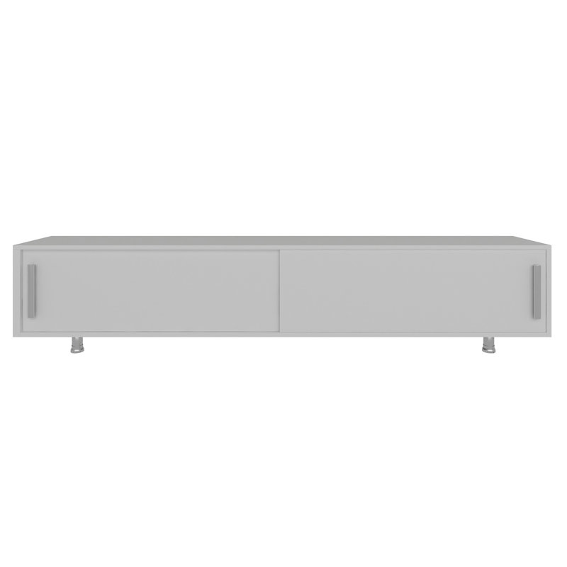 Meuble télé moderne blanc, 3 tablettes, 70,9 po x 15,7 po x 15,7 po | 100% panneau de particules enduit de mélamine, épaisseur: 0,7 pouce | Support mural, rangement supplémentaire, design élégant pour le salon et les espaces de divertissement