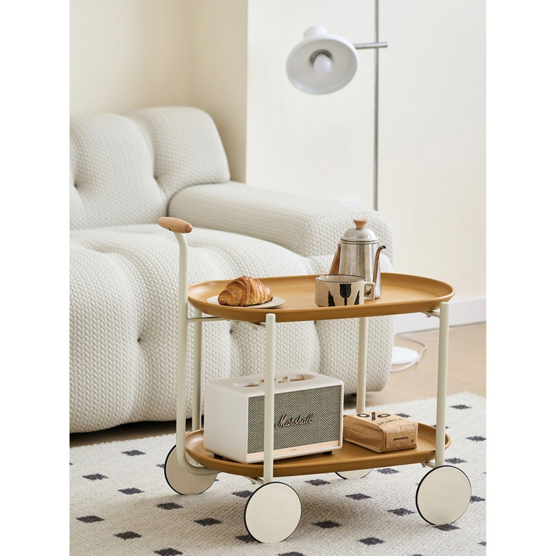 Polyvalent avec espace intérieur personnalisable, 22,74 po Largeur, gingembre, fer et plastique Chariot mobile à double couche, 28,03 de hauteur, + fabrication