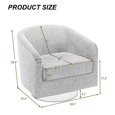Fauteuil pivotant Frankie, revêtu de coton mélangé brun clair, avec base en bois massif
