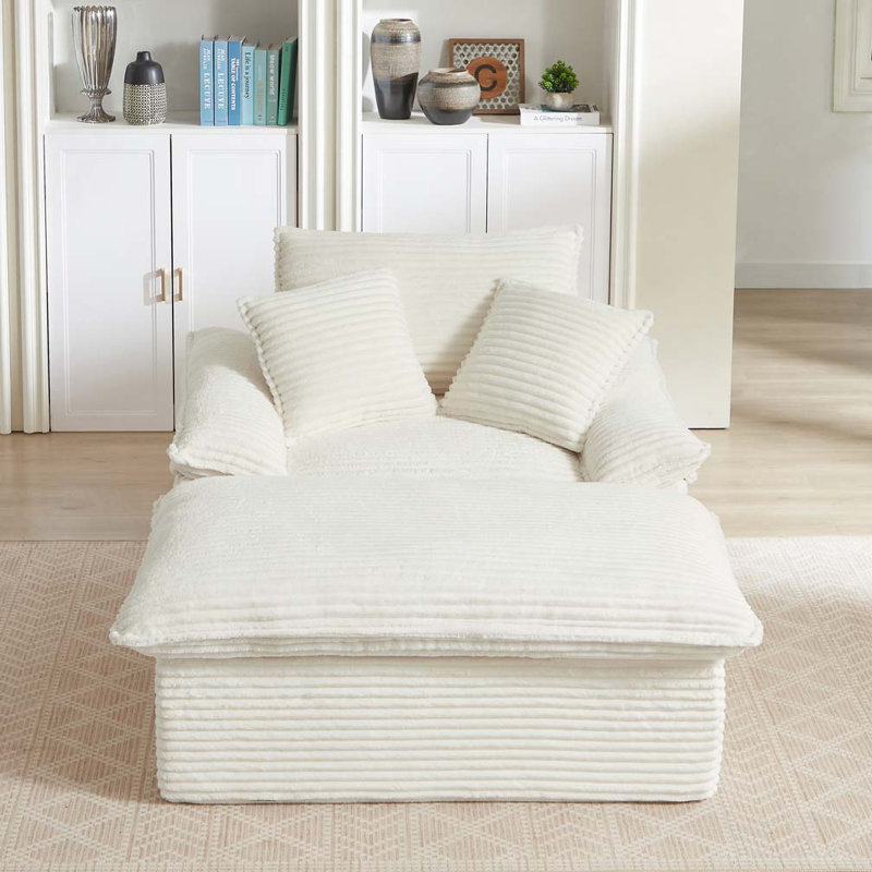 Fauteuil d'appoint avec repose-pieds, Blanc