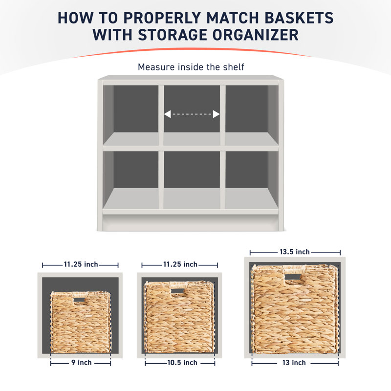 Panier de rangement en osier pliable Cornetta Water Hyacinth, H 10,5 po x l 10,5 po x P 10,5 po