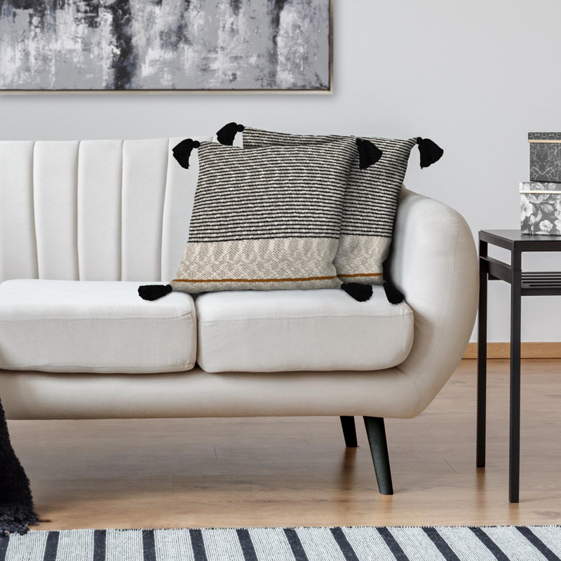 Parkland Collection Theo Transitional Beige And Cream Throw Pillow
