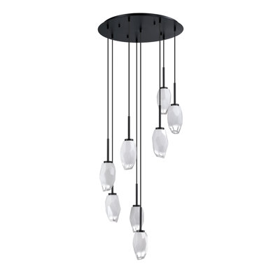 SOREN 8-Light Pendant - Black Finish, Clear Ice Glass, LED Compatible | Stylish G9 Lighting