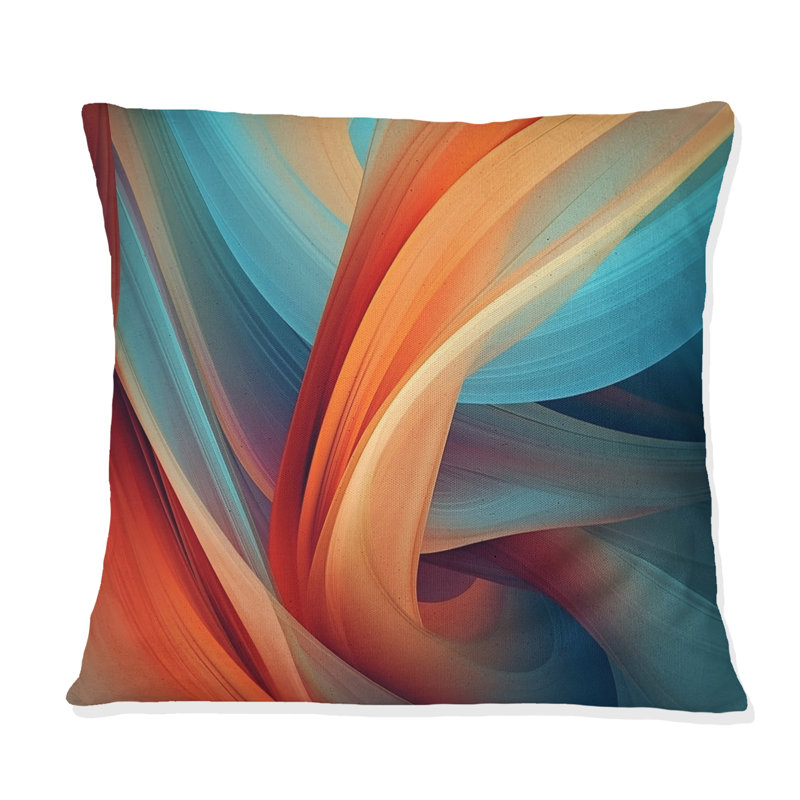 Coussin Orange Fractal Waters II - Fractals, 18" x 18"
