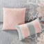 Literie 6 pièces, gris / pêche, double / grand, coton imprimé, confortable réversible, coussins brodés à détails gris / coton, réversible, floral, rembourrage chaleureux, décoratif-132996441-132996444