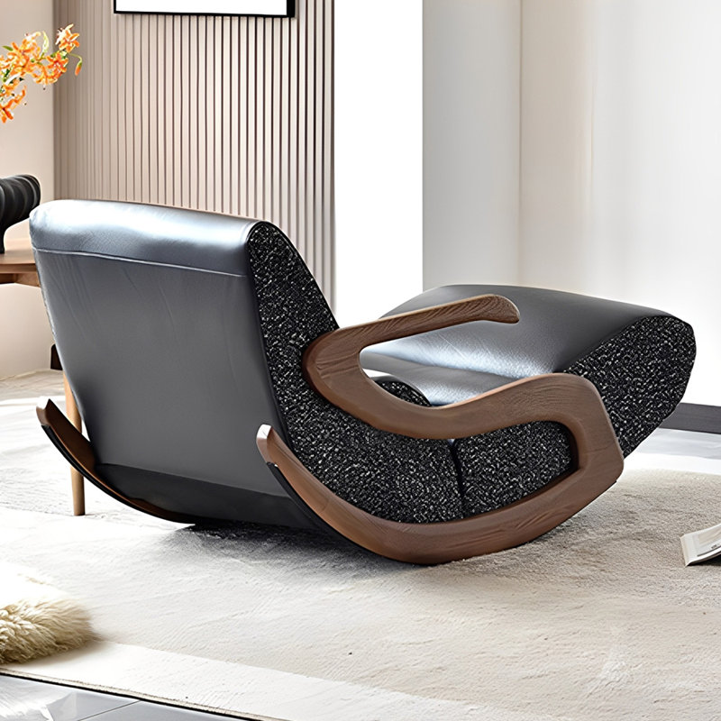 Chaise berçante ergonomique simple en similicuir, Noir