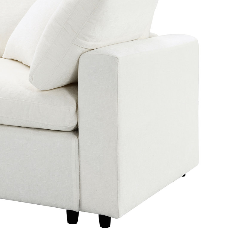 Lit confortable à 1 place en tissu blanc avec coussin entièrement éponge pour économiser de l'espace