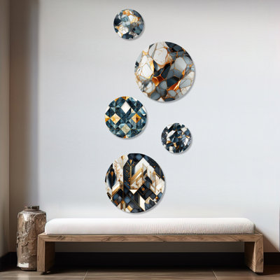 Havant - ensemble d'art mural rond en marbre Glam de 5