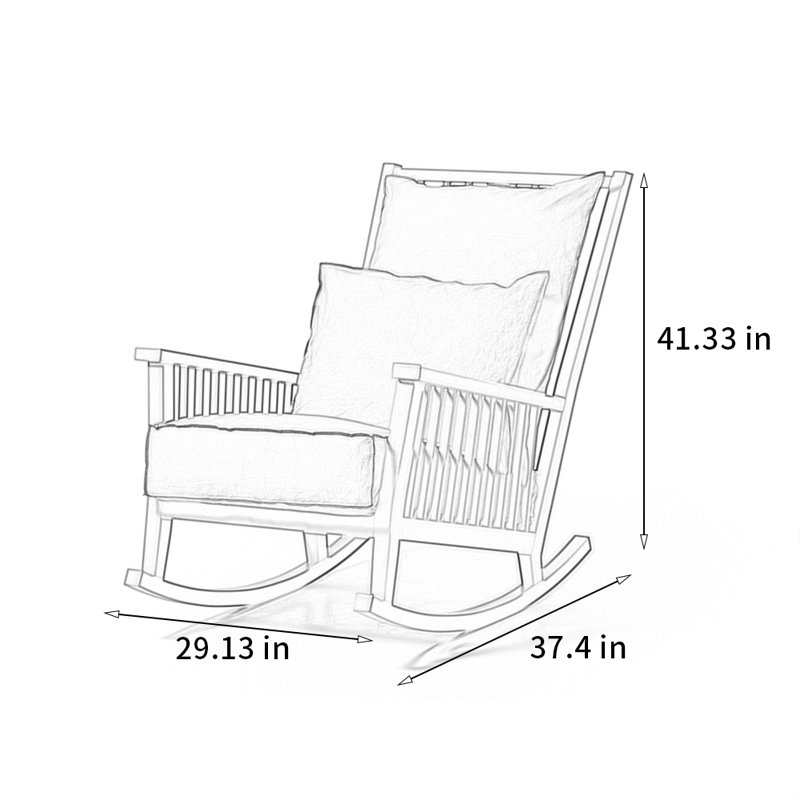 Chaise berçante confortable en bois de frêne massif