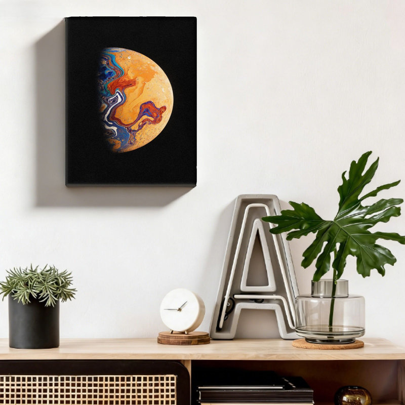 Toile décorative murale en marbre tourbillonnant ton orange 16 x 20 po