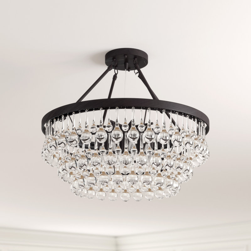 Plafonnier semi-encastré 9 lumières 23,6 po Mraz, Noir brunâtre