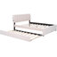 Grand lit plateforme tapissier avec lit gigogne simple TG - Beige pour une chambre à coucher intemporelle et charmante-1439178390