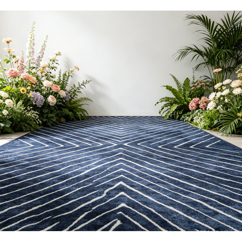Tapis lavable lxt-Modern, Blue, Rectangle 10' x 13'