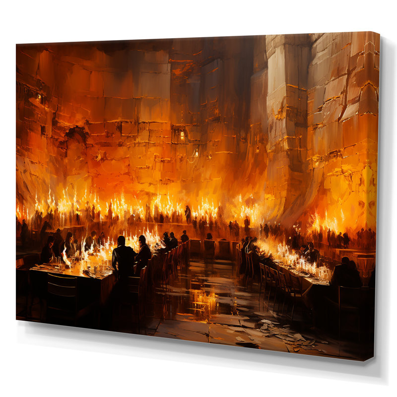 «Orange Judaism Wail Wall Prayer I - Judaism Wall Art», Toile tendue, H 12 po x l 20 po x P 1 po