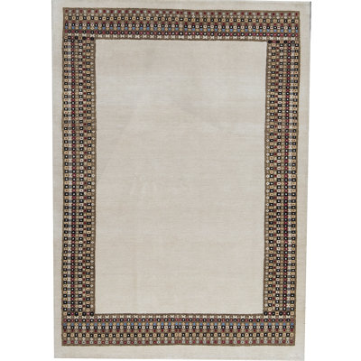 Tapis beige, brun et noir noué à la main de haute qualité