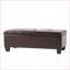 Repose-pieds, siège de rangement classique en cuir reconstitué à double ouverture, espresso | Salon | Noir | Bois