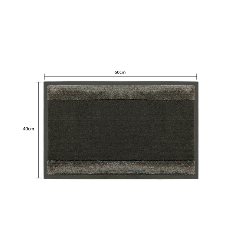 Miracle Non-Slip Striped Indoor Doormat, Charcoal, 0.65cm H x 40cm W x 60cm L