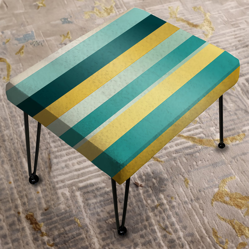 Green And Yellow Stripes Harmony I - Striped Rectangle Ottoman